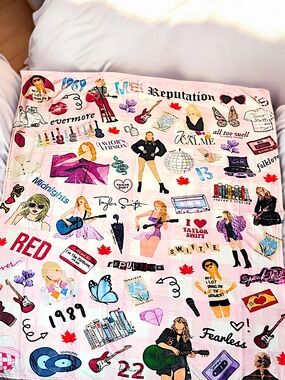 Taylor Swift Themed Pink Graphic Blanket